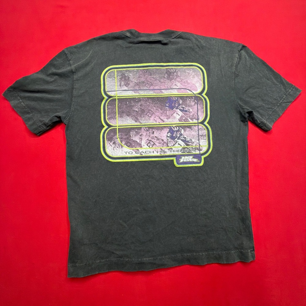 No Fear Mens Graphic T-Shirt Faded Black Motocross To Each His Throne Small